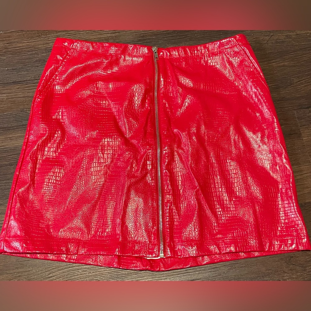 Red snakeskin skirt